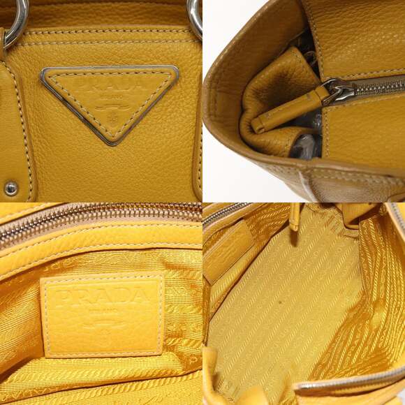 PRADA Hand Bag Leather Yellow Silver - Picture 11 of 13